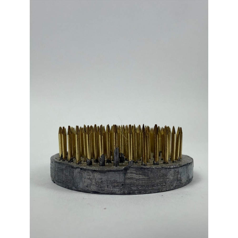 Vintage Round Floral Frog / Kenzan – 2.75" Heavy Lead Base & Brass Pins